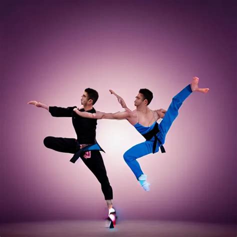 Jiu Jitsu Athlete And A Ballet Dancer Doing An Extreme Stable