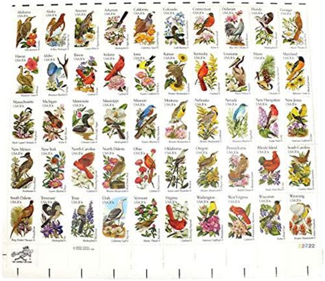 1982 State Birds And Flowers Full Sheet Of 20c Postage Stamps Etsy