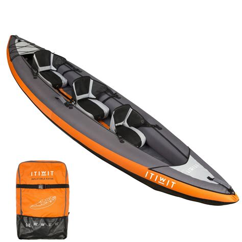 CANOE KAYAK GONFLABLE DE RANDONNEE 2/3 PLACES ORANGE Itiwit | Decathlon