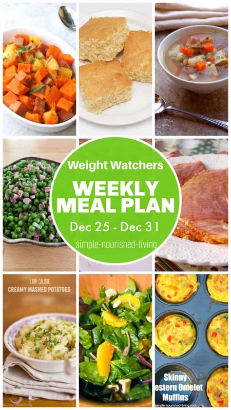 WeightWatchers Weekly Meal Plan Dec 25 Dec 31 Simple Nourished Living