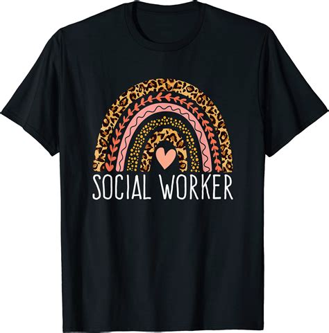 Social Worker Leopard Rainbow Social Work Women Girls T Shirt Men Buy