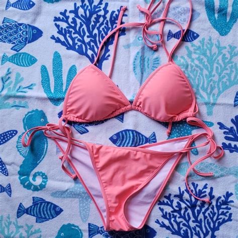 Zeraca Swim Zeraca Tie Side Bottom Triangle Bikini Poshmark