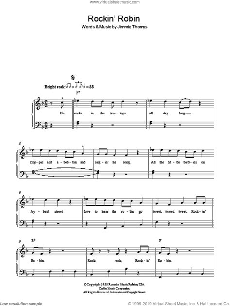 Rockin Robin Sheet Music Easy For Piano Solo Pdf