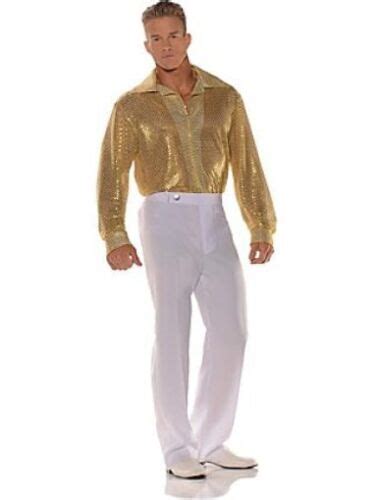 70s 80s Mens Male Disco Sequin Costume Shirt Dance Fever Saturday Night