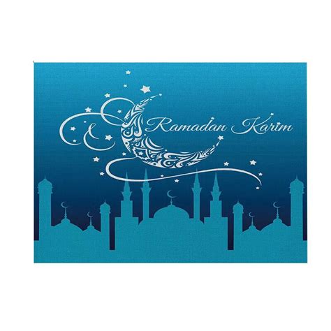 2024 Eid Mubarak Ramadan Napkin Linen Moon Print Cafe Creative Placemat