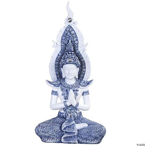 Fc Design 12h Blue And White Buddha Praying Statue Feng Shui