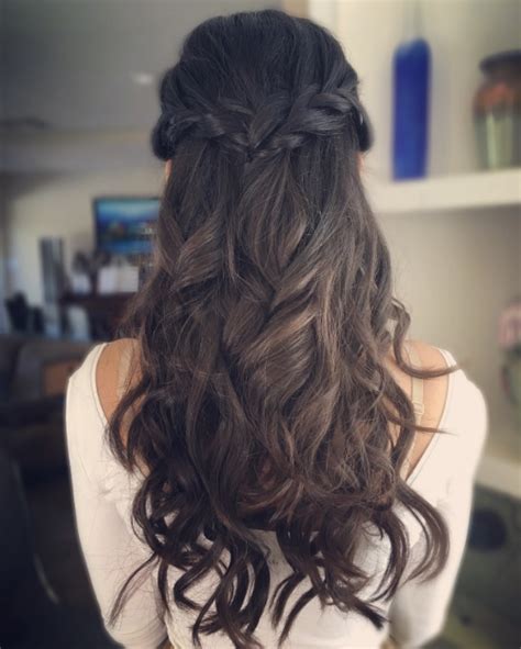 Curled Hairstyles Half Up Half Down With Braid