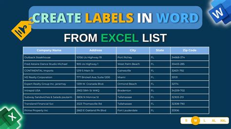 How To Create Labels In Word From Excel List Youtube