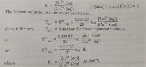 Nernst Equation Chemistry Class 12 Electro Chemistry