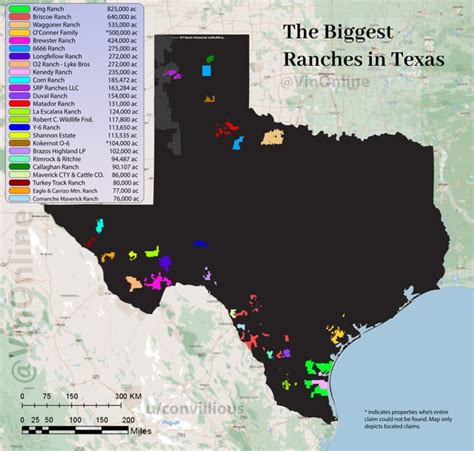 The Biggest Private Ranches In Texas 2023 Assembled Using County