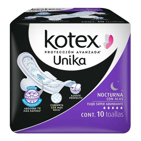 Toallas Femeninas Kotex Unika Nocturna Flujo S Per Abundante Con Alas