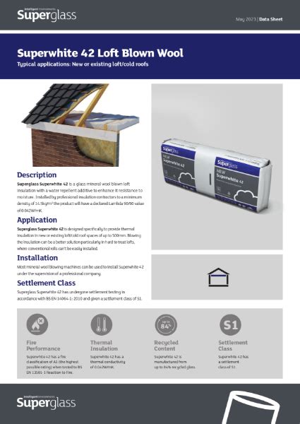 Superglass Superwhite Loft Blown Insulation Datasheet Superglass