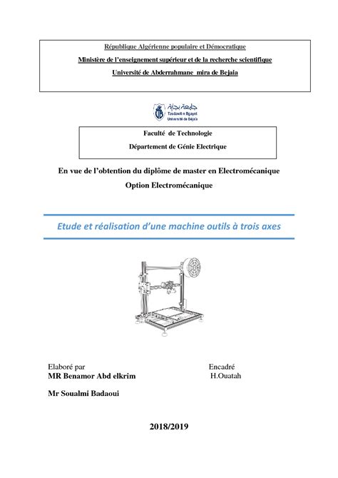 Solution Etude Et R Alisation D Une Machine Outils Trois Axes Studypool