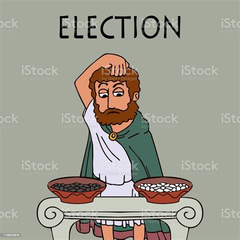 Ancient Greek Man Chooses Who To Vote For Stock Illustration Download