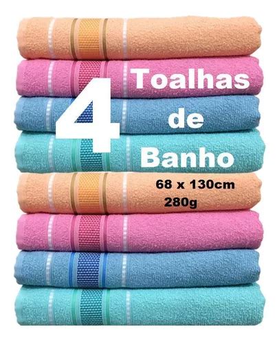 Kit 4 Toalhas De Banho 100 Algodão Atacado Revenda MercadoLivre