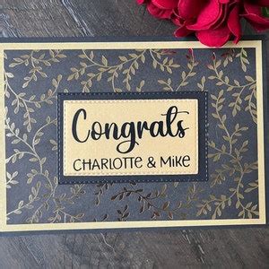 Personalized Wedding Anniversary Card Black Gold Elegant Foil Handmade ...