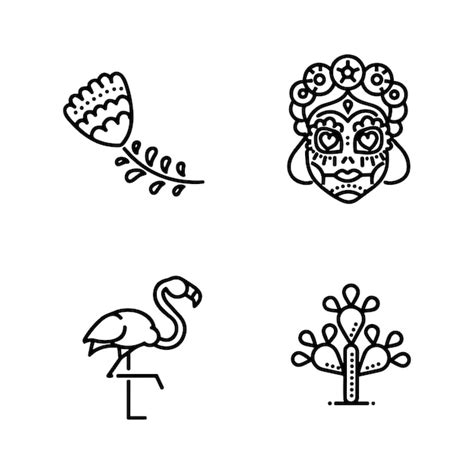 Premium Vector Set Of Mexico Icons Simple Line Art Style Icons Pack