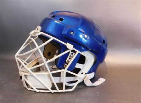 Vintage Hockey Goalie Combocooper Hm30 Face Cage Blue Repainted