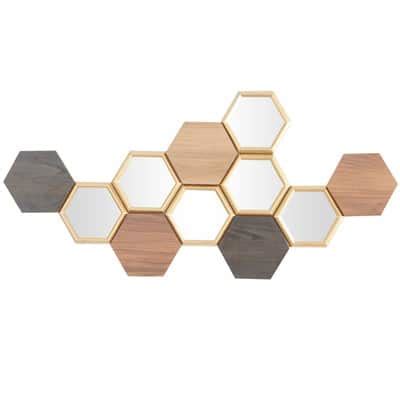 CosmoLiving By Cosmopolitan Brown Wood Honeycomb Geometric Wall Decor