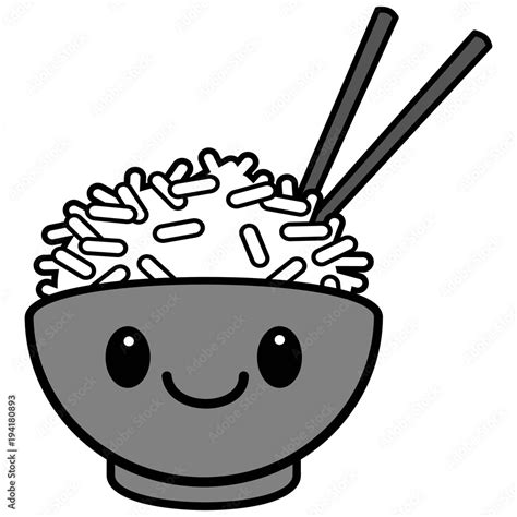 Vetor De Kawaii Rice Bowl Illustration A Vector Cartoon Illustration