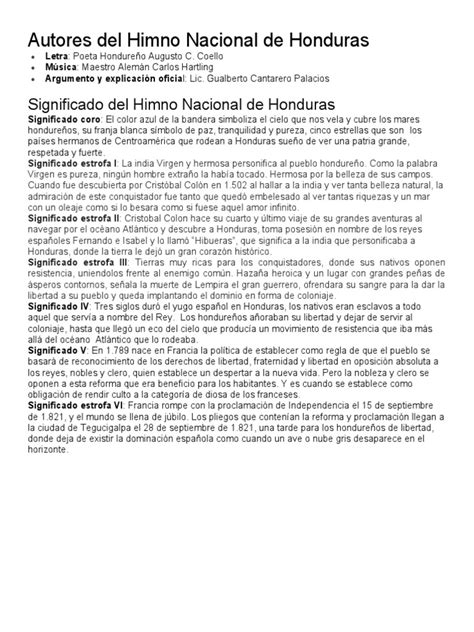 Autores Del Himno Nacional de Honduras | PDF