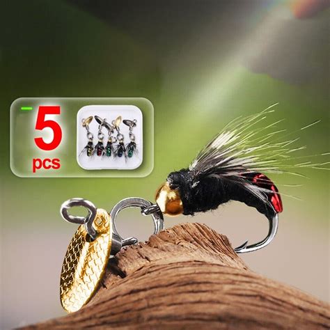 5pcs Fly Hooks Mouche Insecte Leurre Appat Mouche P Che Paillettes