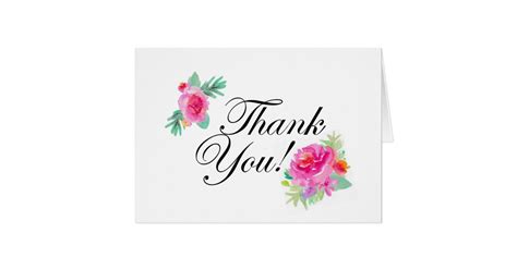 Watercolor Flower Thank You Card Zazzle