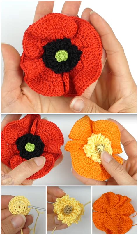 Crochet Lovely Poppy Flower Crochet Ideas