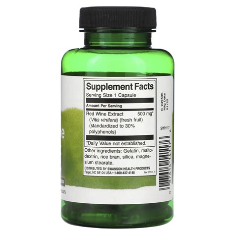 Swanson Red Wine Extract 500 Mg 90 Capsules