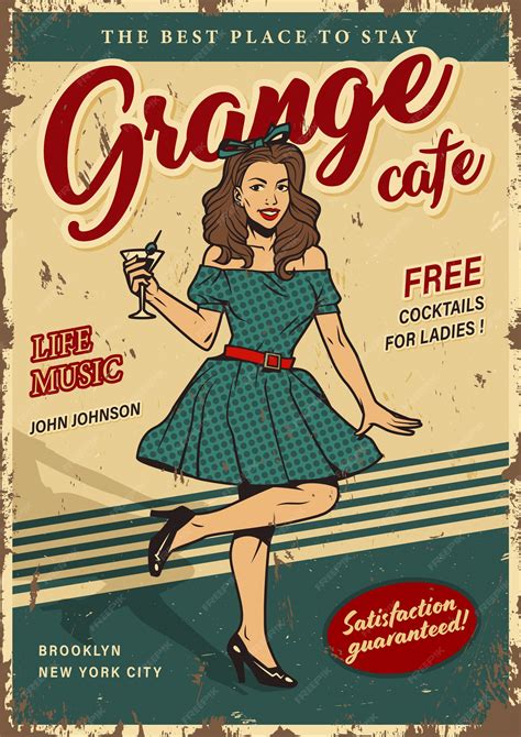 Cartel Colorido Fiesta Retro Con Pin Up Girl Vector Gratis