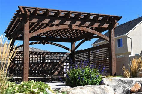 Pergola W Privacy Lattices Outdoor Power Timber Frame Garden Boxes