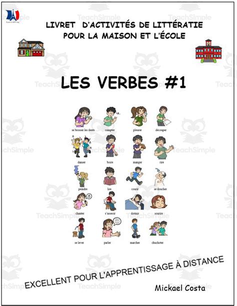 Livret dactivités de littératie et vocabulaire Les verbes volume 1 by