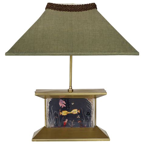 Mid Century Brass Aquarium Light Up Lamp at 1stdibs