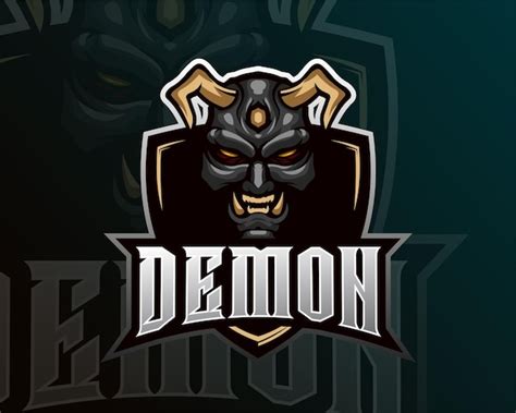 Premium Vector Demon With Gold Horn Esports Logo Design Illustration