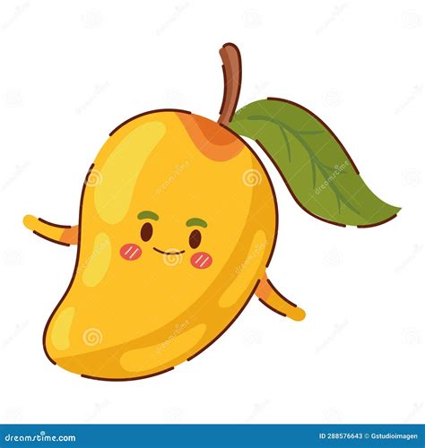 Kawaii Mango Fruit Cartoon Icon Stock Illustration Illustration Of