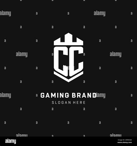 Cc Monogram Logo Initial With Crown And Shield Guard Shape Style Vector