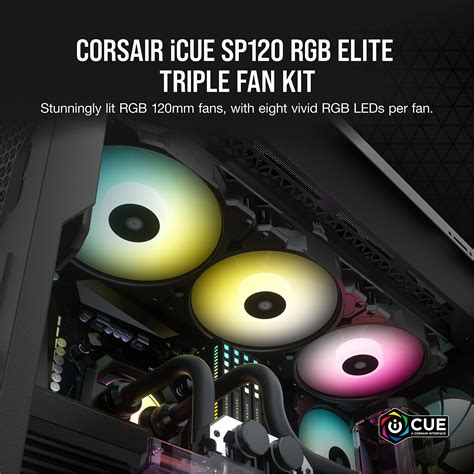 Corsair Icue Sp120 Rgb Elite Performance 120mm Pwm Triple Fan Kit With