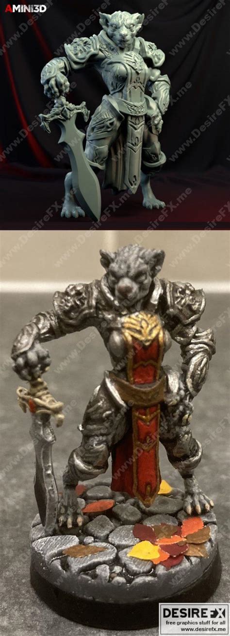 Desire FX 3d Models Tabaxi Paladin Female 3D Print Model STL