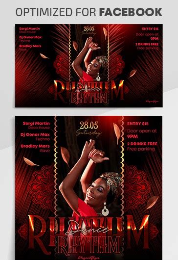 Red Creative Rhythm Dance Premium Social Media Template PSD | by ...