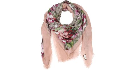 Gucci Blooms Print Gg Supreme Scarf In Pink Lyst