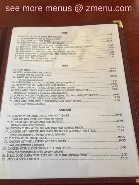 Menu At Ocha Thai Restaurant Bakersfield