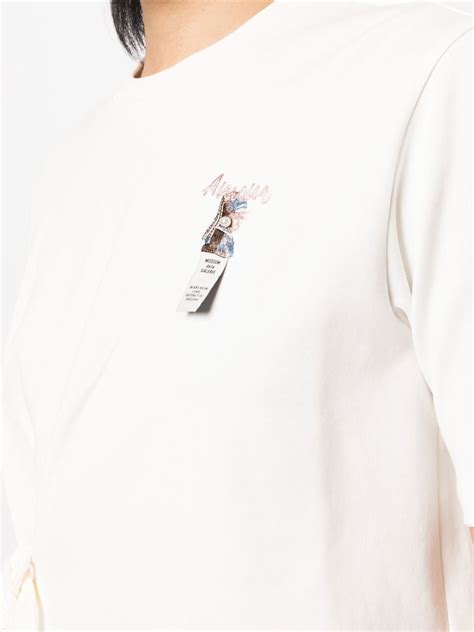 Musium Div Tie Gathered Detail Cotton T Shirt White Farfetch