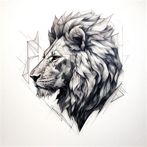 Premium Photo | Geometrical Lion Captivating Side Profile in Pencil ...