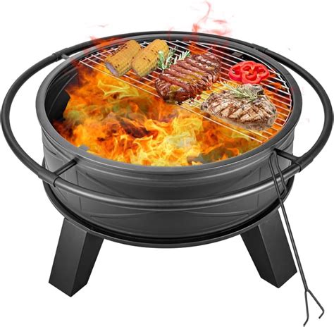 Amazon Econook Inch Fire Pit For Outside With Grill Heavy