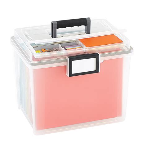 Iris Weathertight Portable File Box With Handle The Container Store