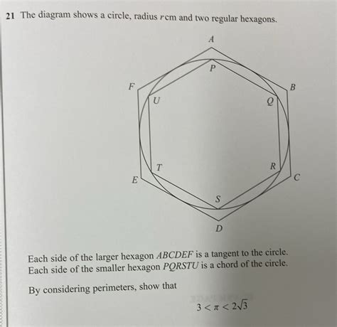 Solved The Diagram Shows A Circle Radius Cm And Two Regular