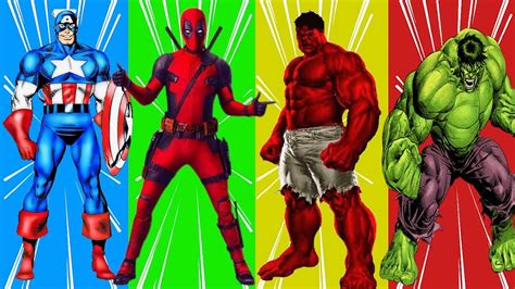 Superheroes Color Dance Challenge Captain America Vs Red Hulk Vs Spider Man Vs Black Panther