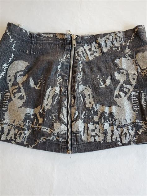 Mosquitohead Vintage Y2k Sex Pistols Black And Shiny Silver Mini Skirt