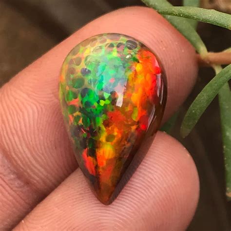 20x13 MM 10 Carats Natural Honeycomb Ethiopian Opal Pear Black Brown