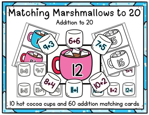 Hot Cocoa Addition Matching Activity Addition Within 20 Winter Math Centers